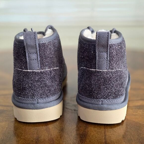 UGG Neumel Shaggy Suede Chukka Boots Dark Grey Men's Size 9 Real Fur New 1158219 - Picture 4 of 11